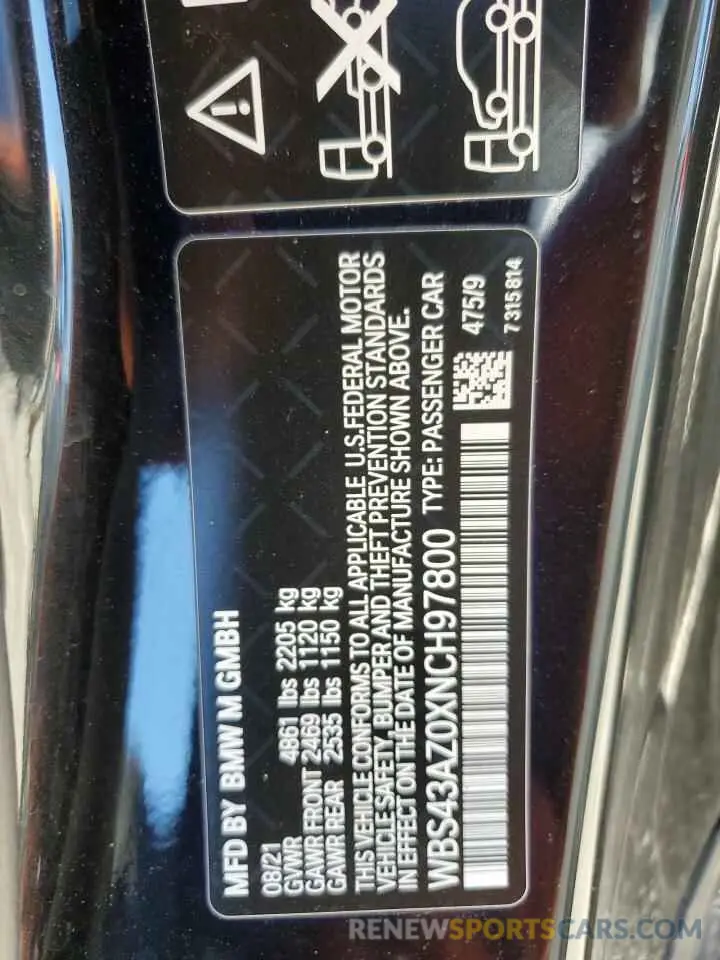 12 Photograph of a damaged car WBS43AZ0XNCH97800 BMW M4 2022