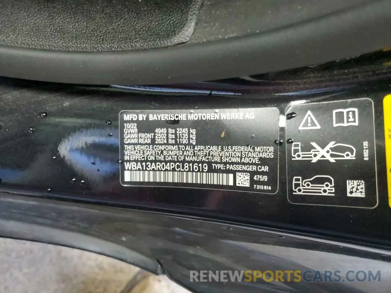 12 Photograph of a damaged car WBA13AR04PCL81619 BMW M4 2023
