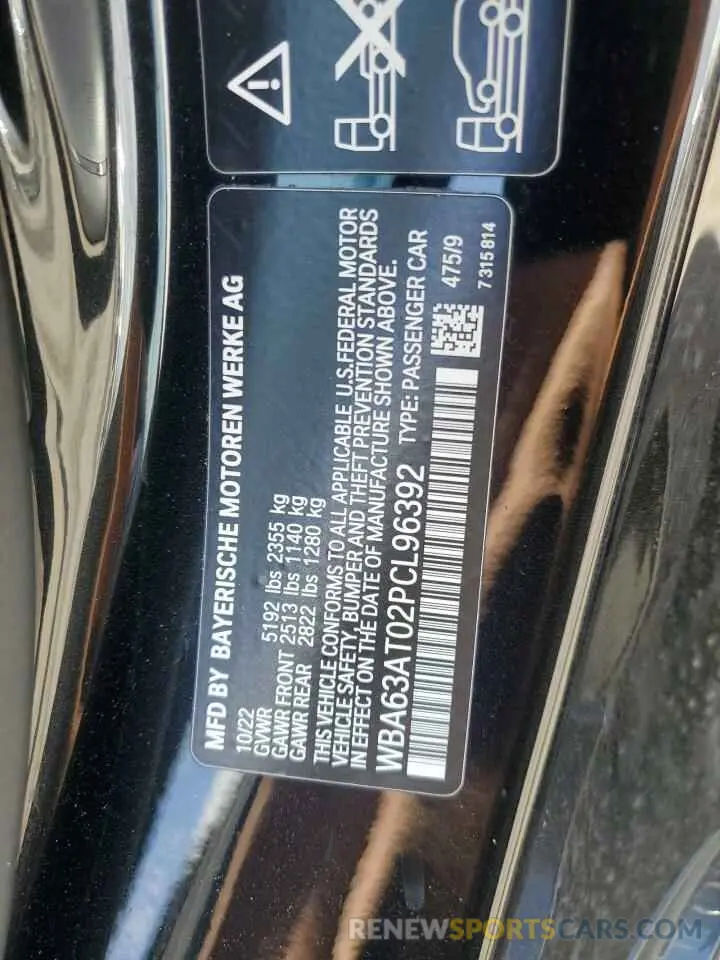 12 Photograph of a damaged car WBA63AT02PCL96392 BMW M4 2023