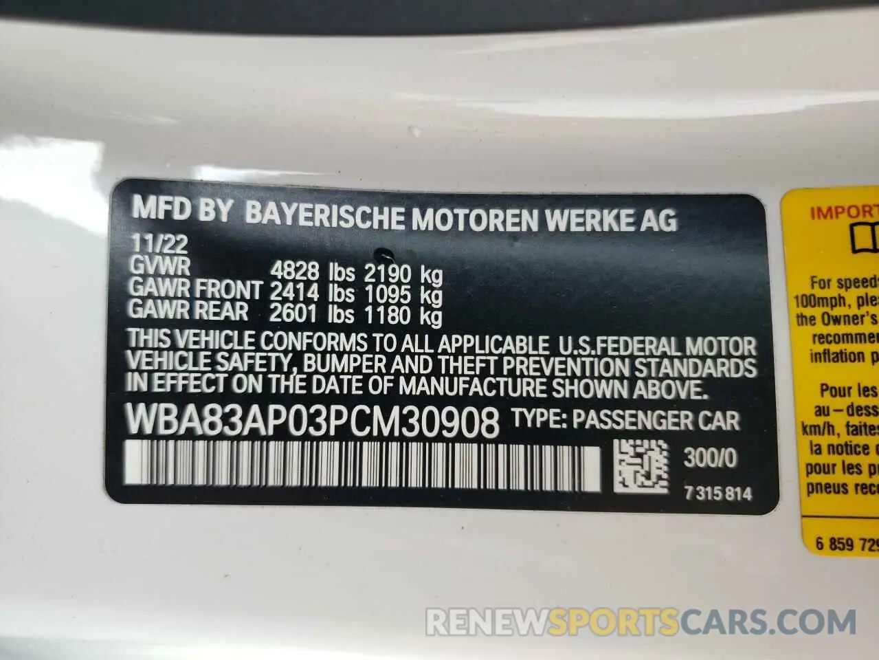 12 Photograph of a damaged car WBA83AP03PCM30908 BMW M4 2023