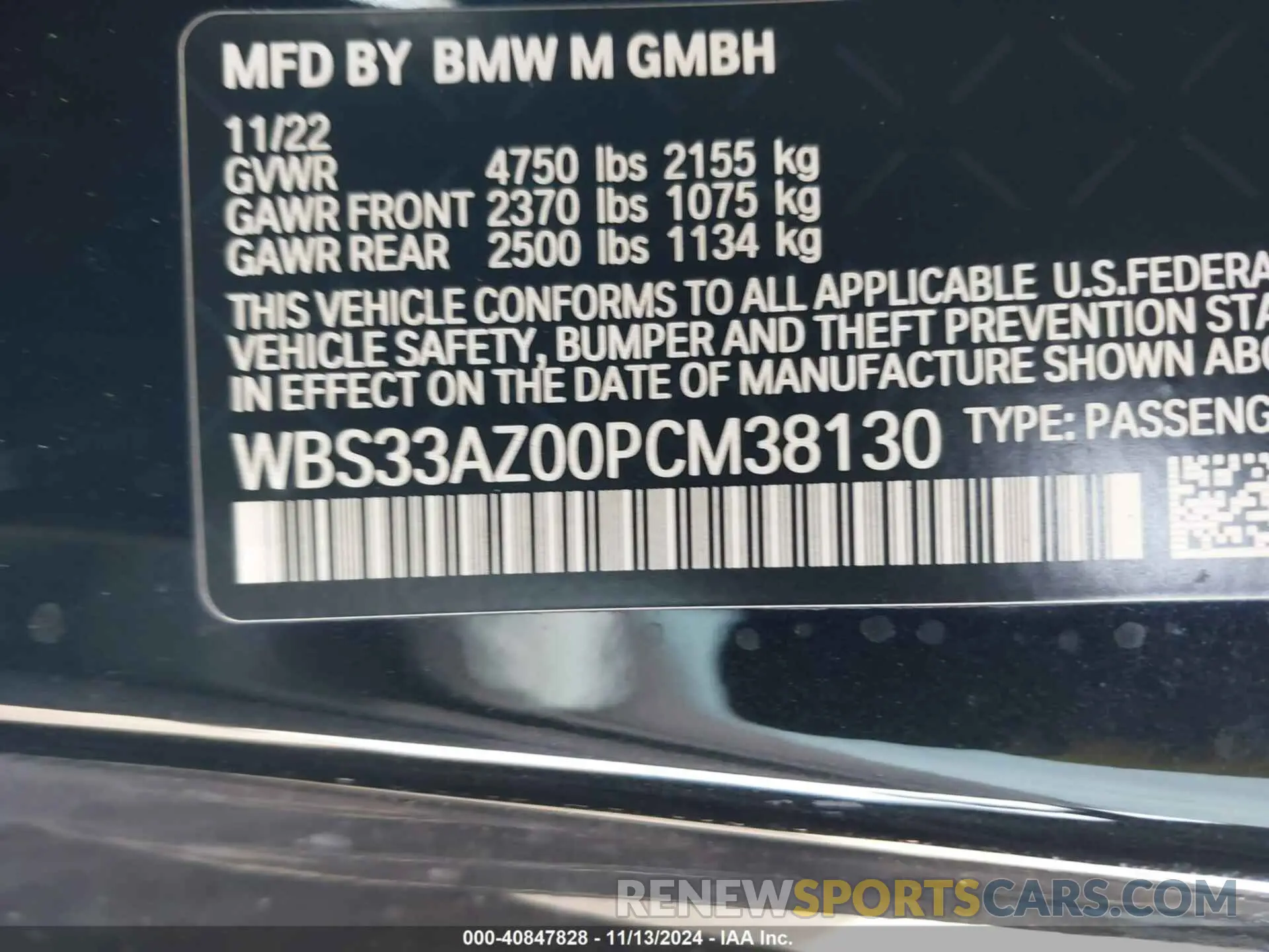 9 Photograph of a damaged car WBS33AZ00PCM38130 BMW M4 2023