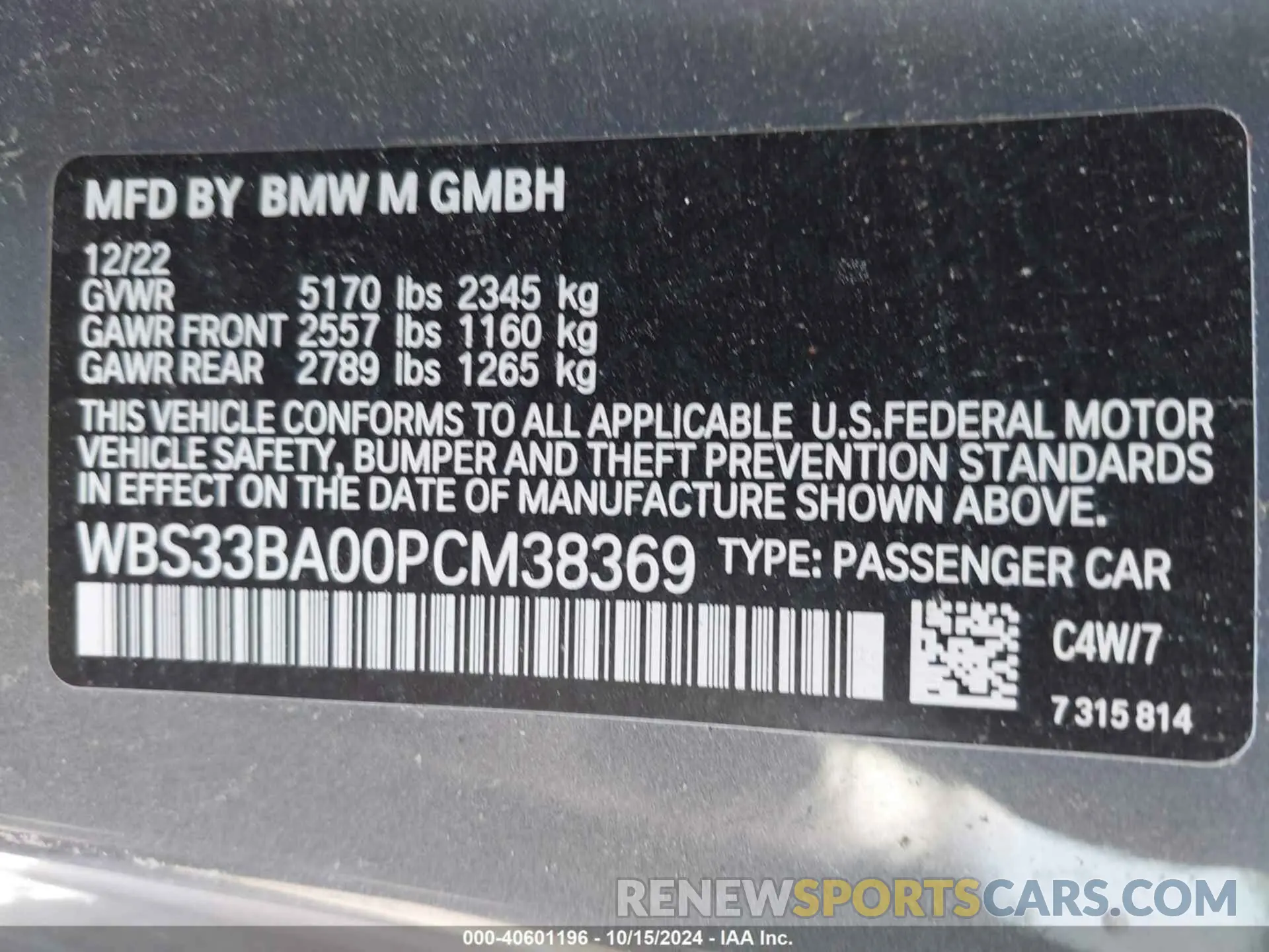 9 Photograph of a damaged car WBS33BA00PCM38369 BMW M4 2023
