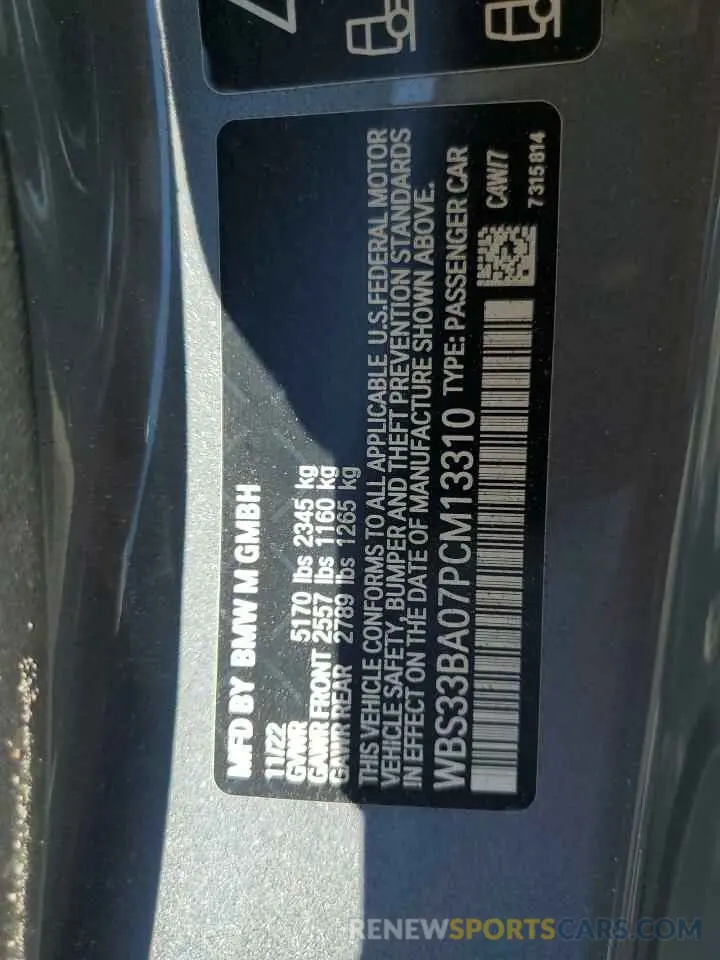13 Photograph of a damaged car WBS33BA07PCM13310 BMW M4 2023