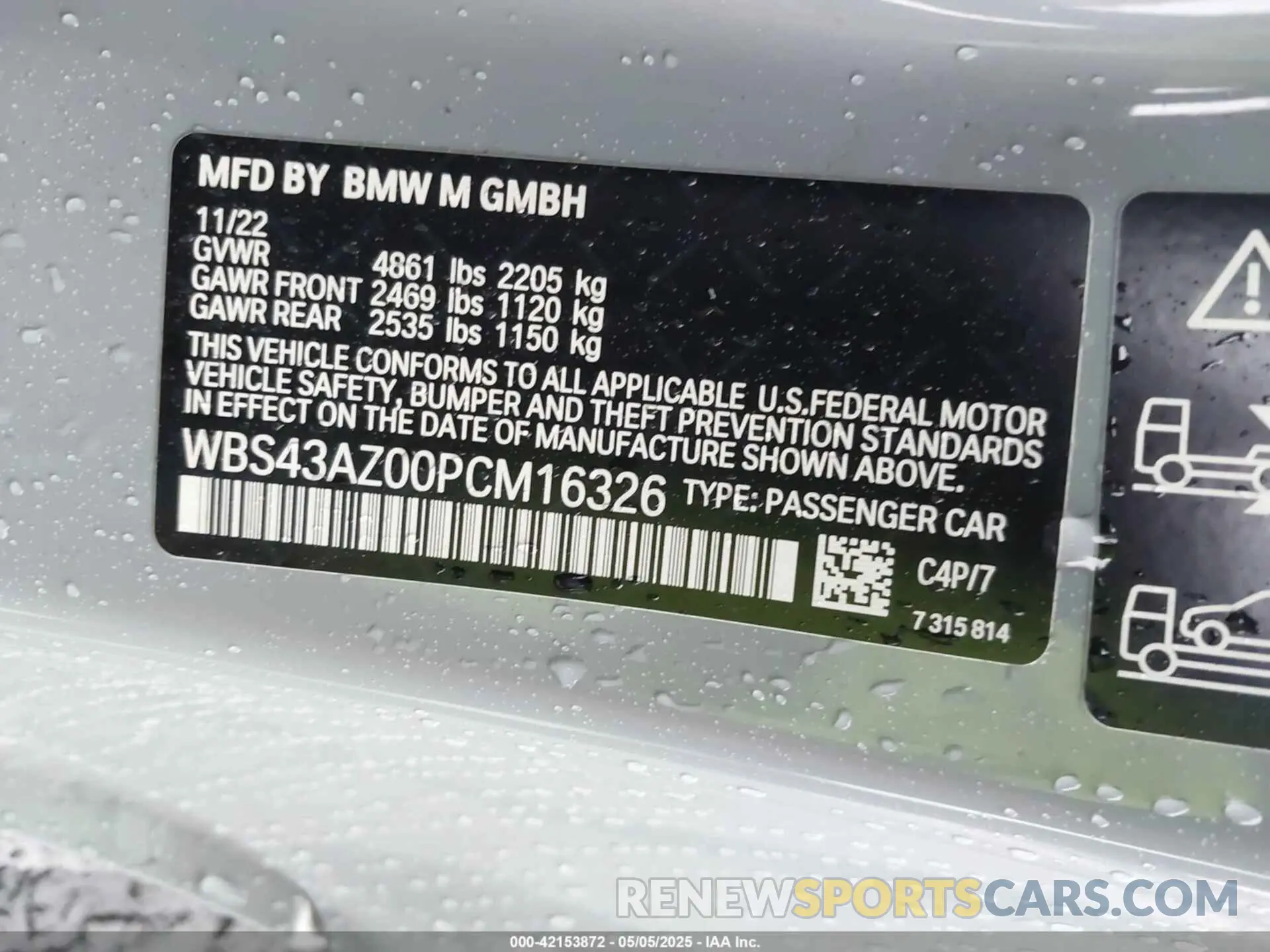 9 Photograph of a damaged car WBS43AZ00PCM16326 BMW M4 2023