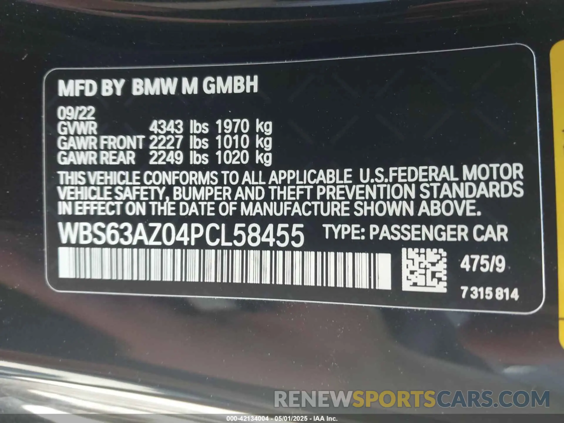 9 Photograph of a damaged car WBS63AZ04PCL58455 BMW M4 2023
