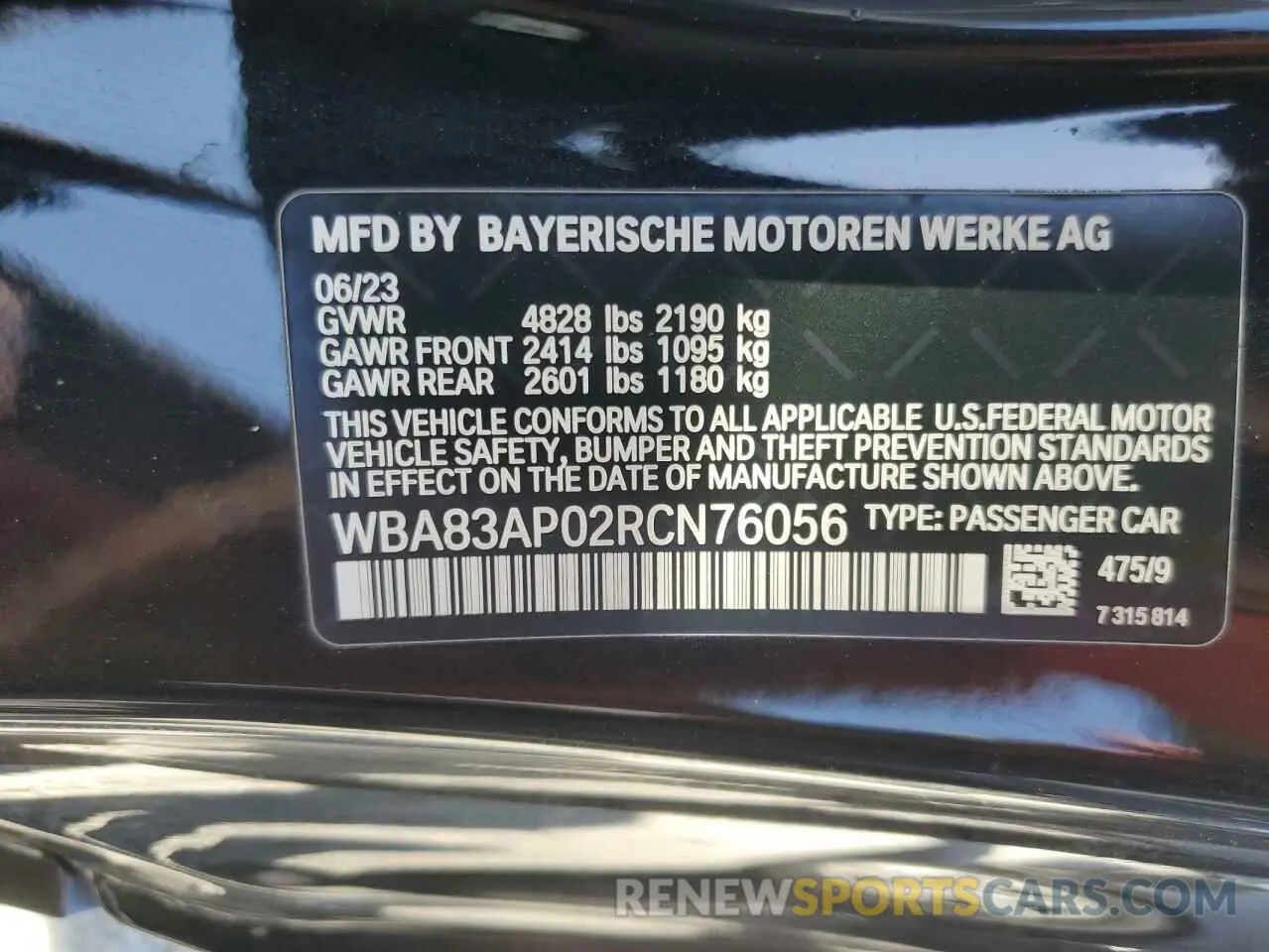 12 Photograph of a damaged car WBA83AP02RCN76056 BMW M4 2024