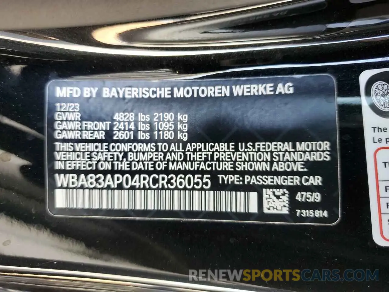 14 Photograph of a damaged car WBA83AP04RCR36055 BMW M4 2024