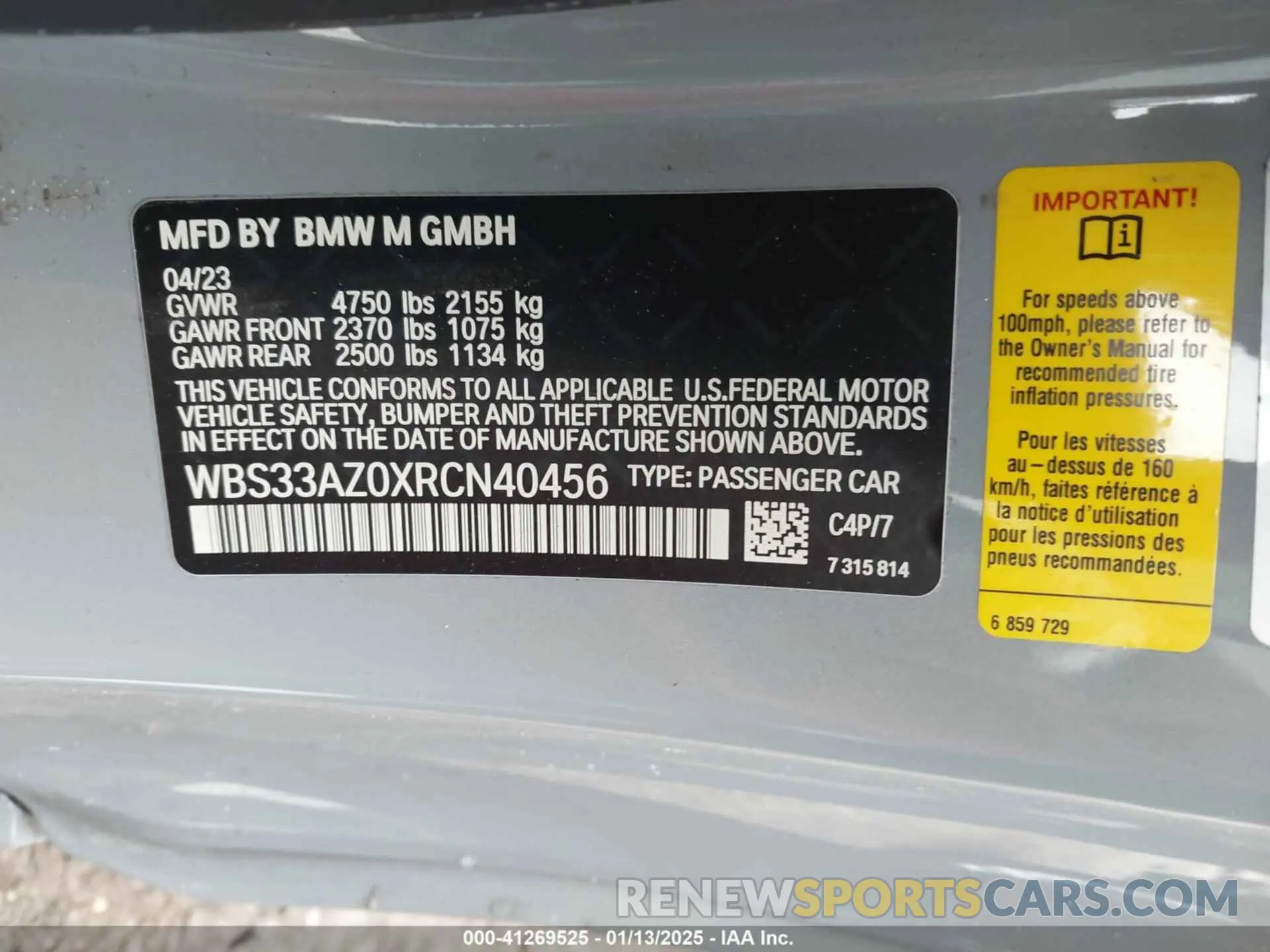 9 Photograph of a damaged car WBS33AZ0XRCN40456 BMW M4 2024