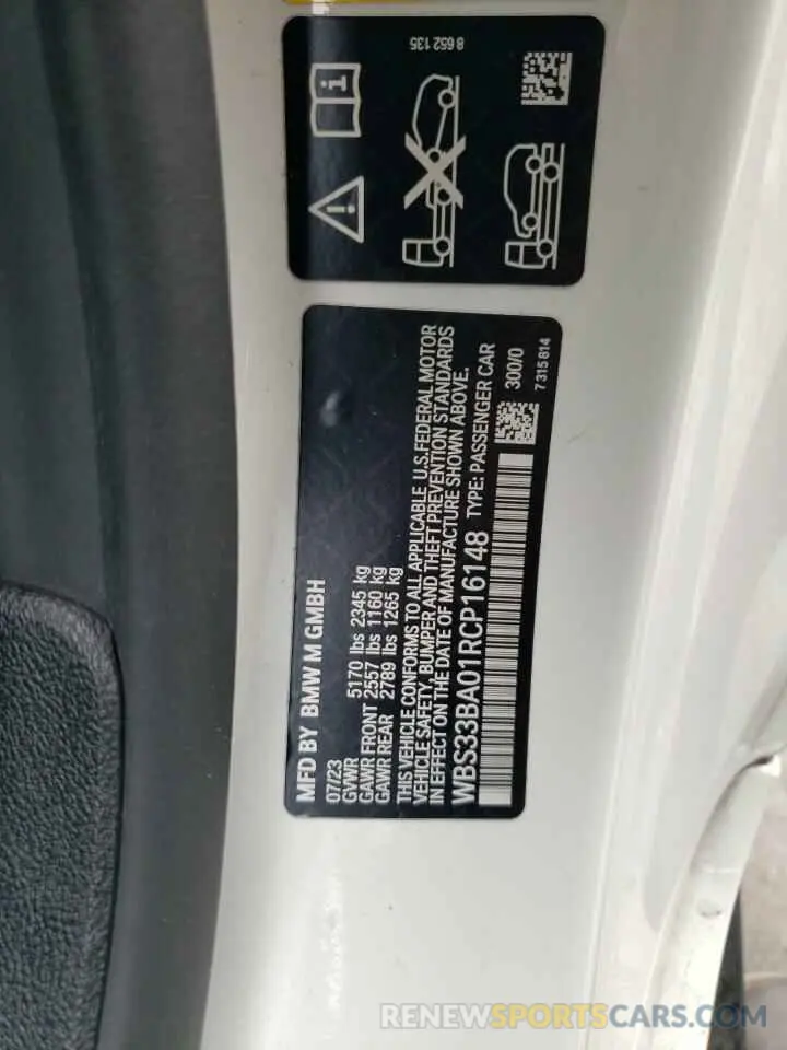 12 Photograph of a damaged car WBS33BA01RCP16148 BMW M4 2024