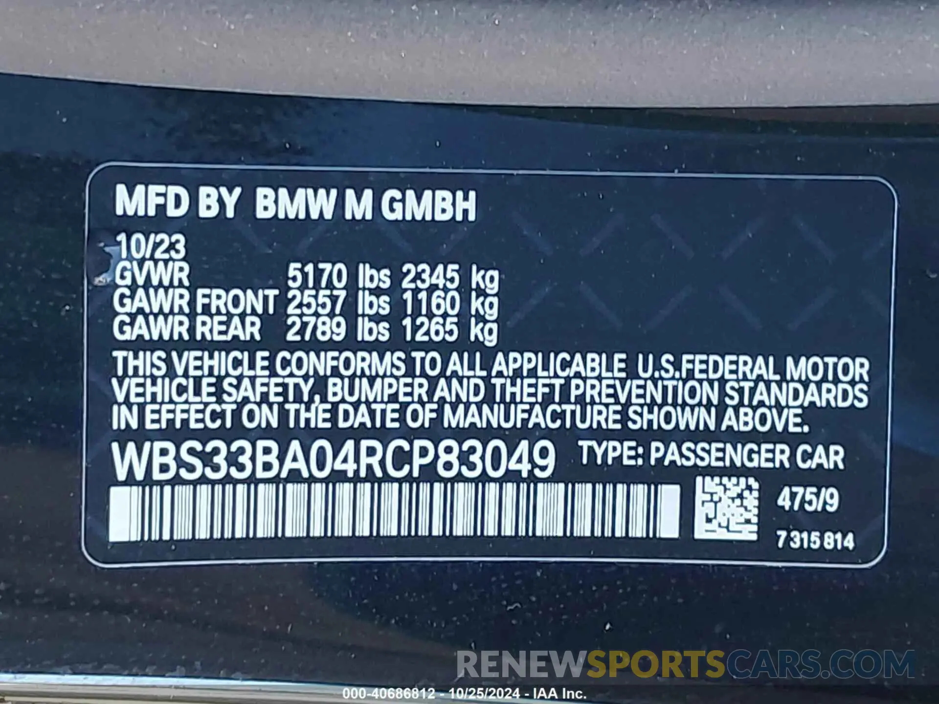 9 Photograph of a damaged car WBS33BA04RCP83049 BMW M4 2024