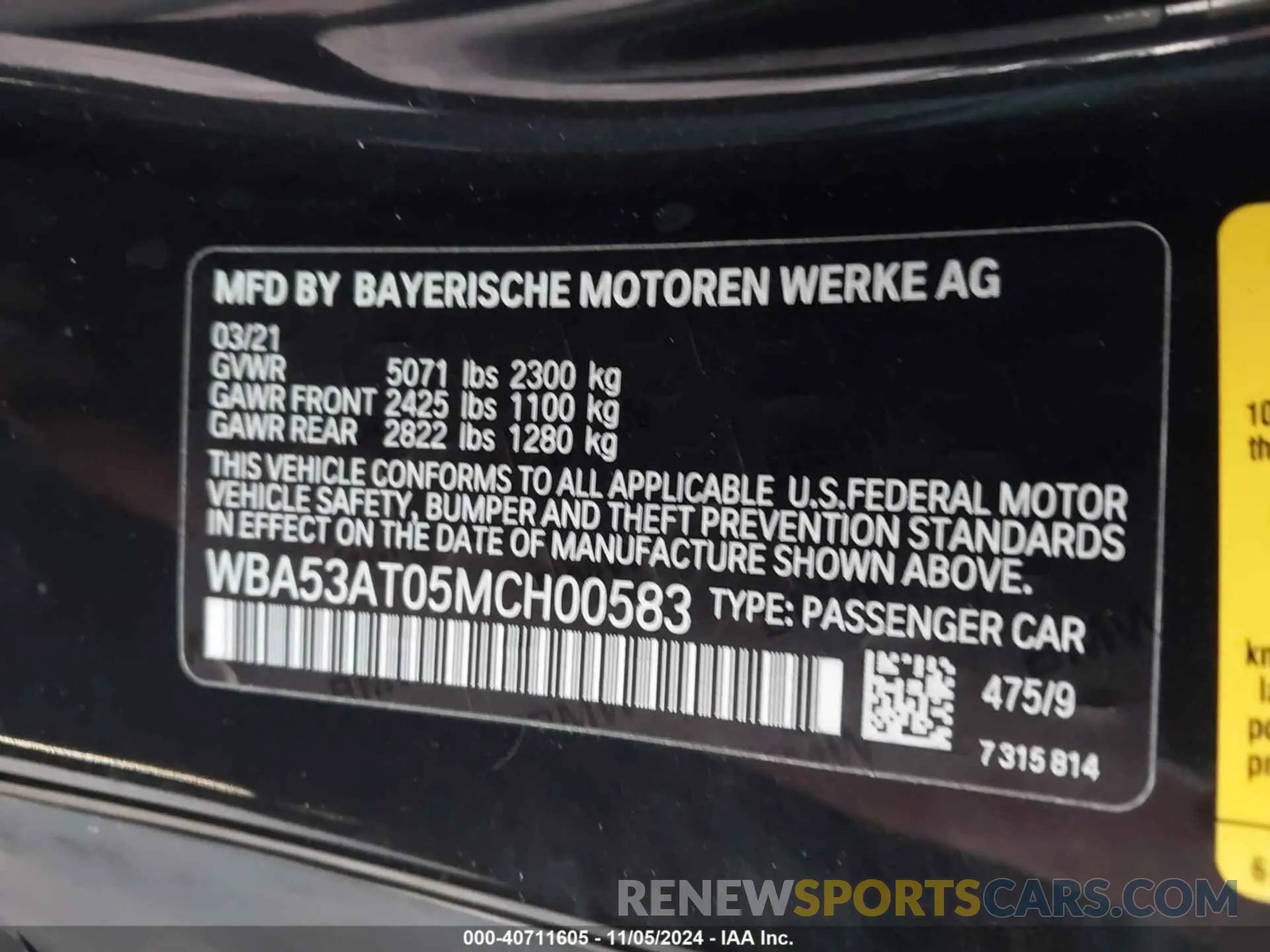 9 Photograph of a damaged car WBA53AT05MCH00583 BMW M440I 2021