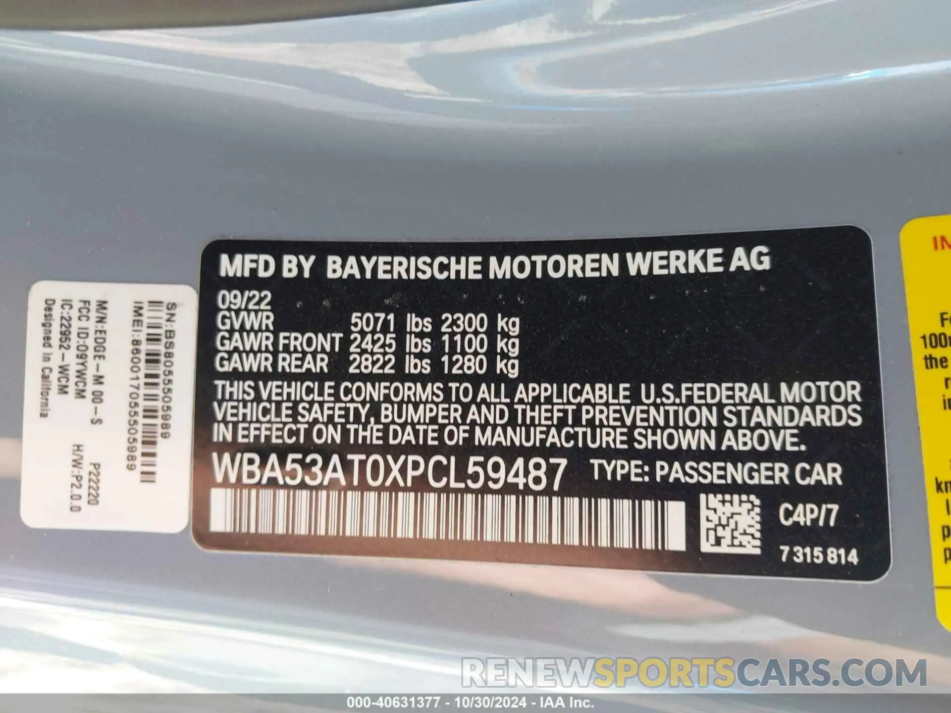 9 Photograph of a damaged car WBA53AT0XPCL59487 BMW M440I 2023