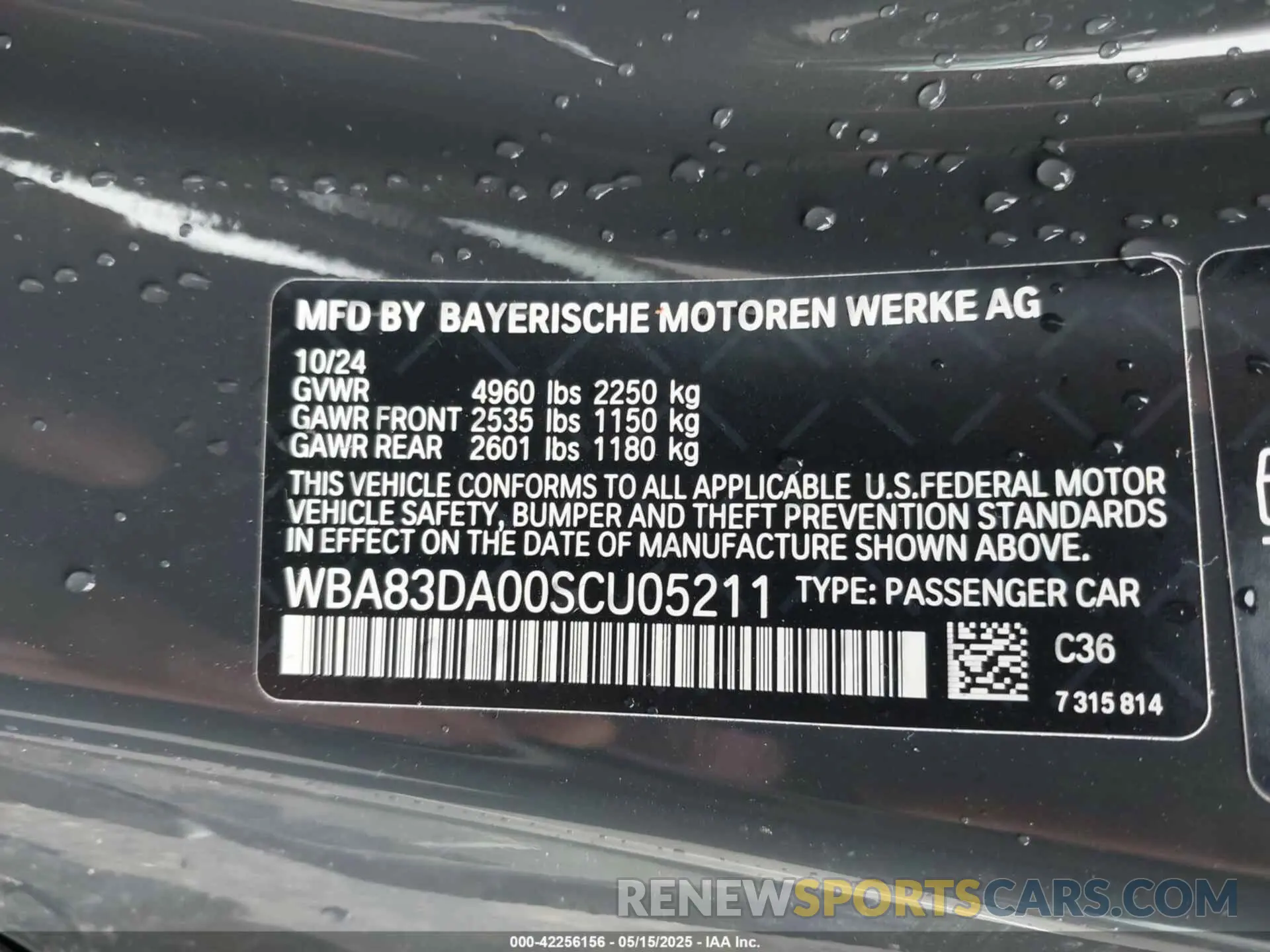 9 Photograph of a damaged car WBA83DA00SCU05211 BMW M440I 2025
