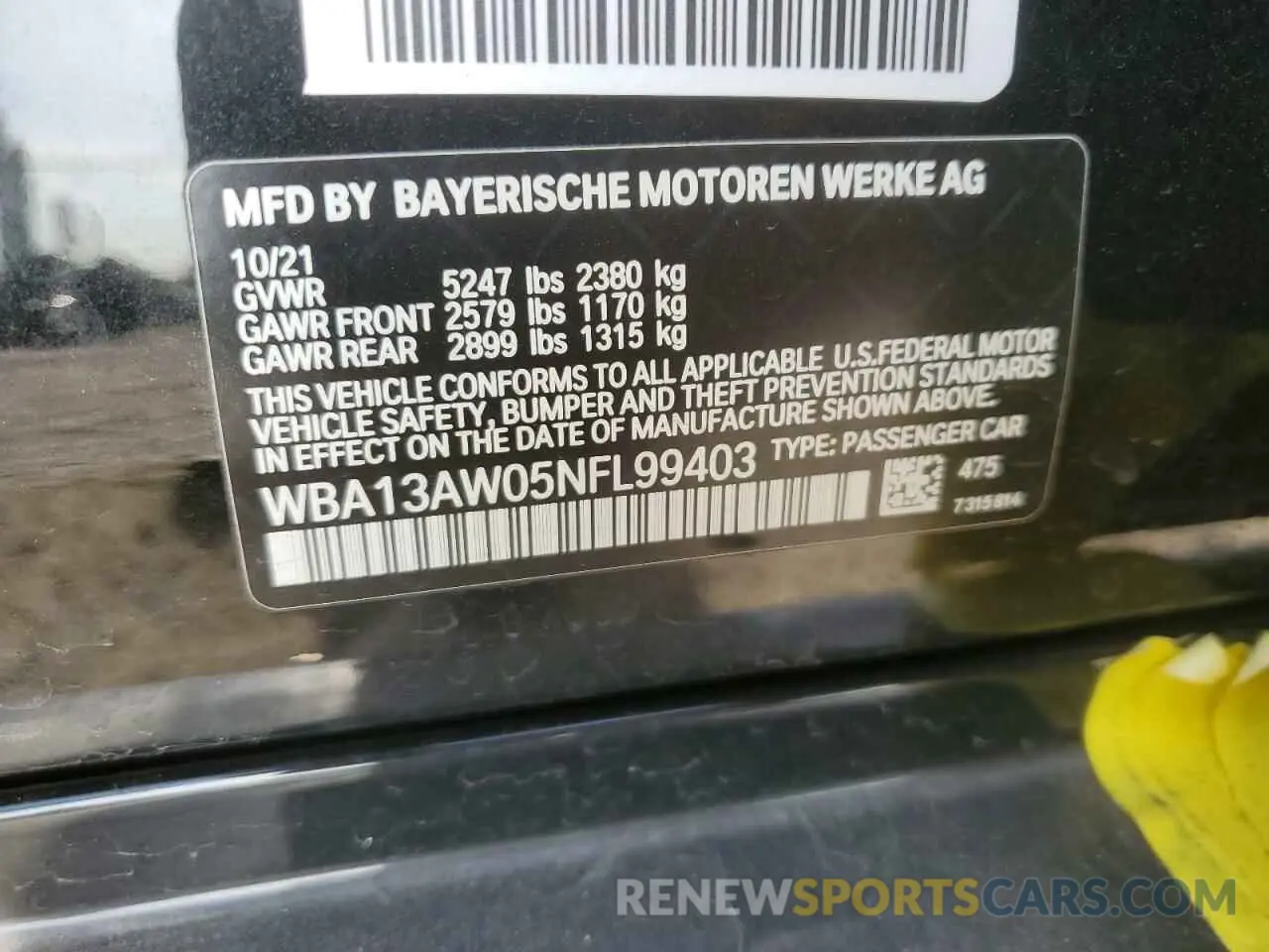 13 Photograph of a damaged car WBA13AW05NFL99403 BMW M440XI GRA 2022