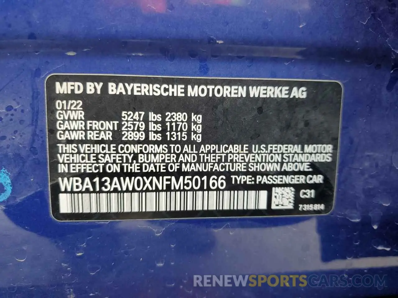 12 Photograph of a damaged car WBA13AW0XNFM50166 BMW M440XI GRA 2022