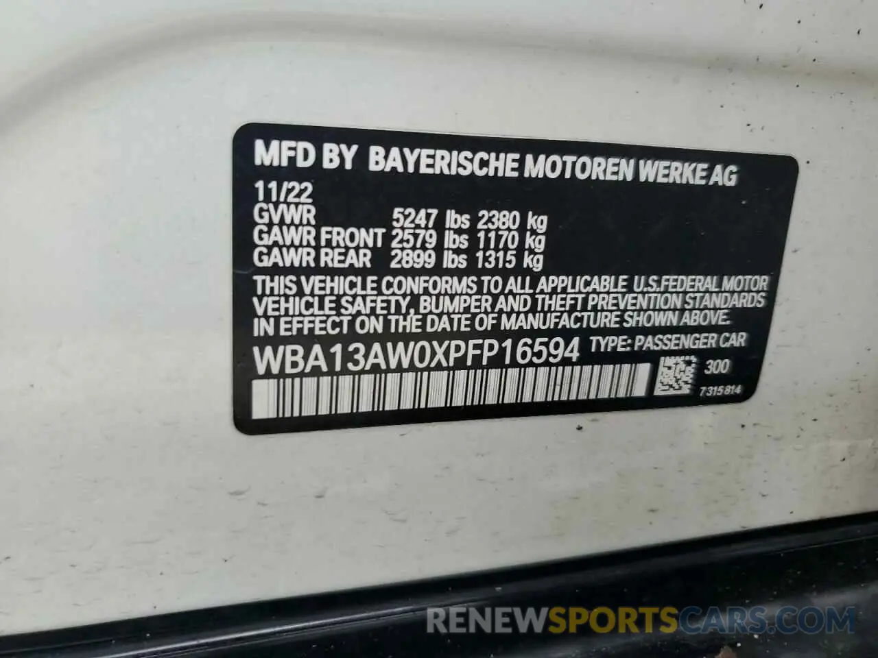 12 Photograph of a damaged car WBA13AW0XPFP16594 BMW M440XI GRA 2023