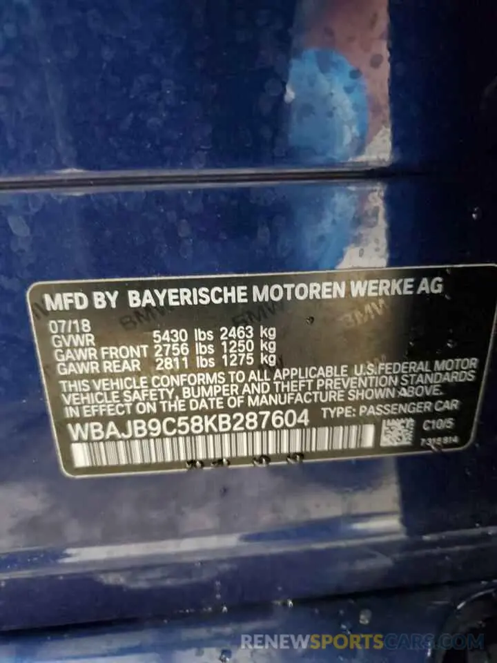 13 Photograph of a damaged car WBAJB9C58KB287604 BMW M5 2019