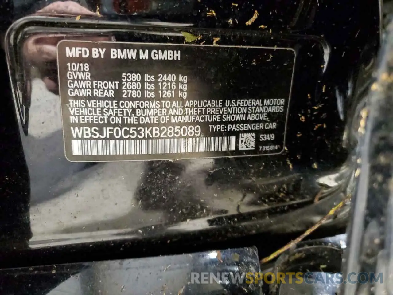 12 Photograph of a damaged car WBSJF0C53KB285089 BMW M5 2019