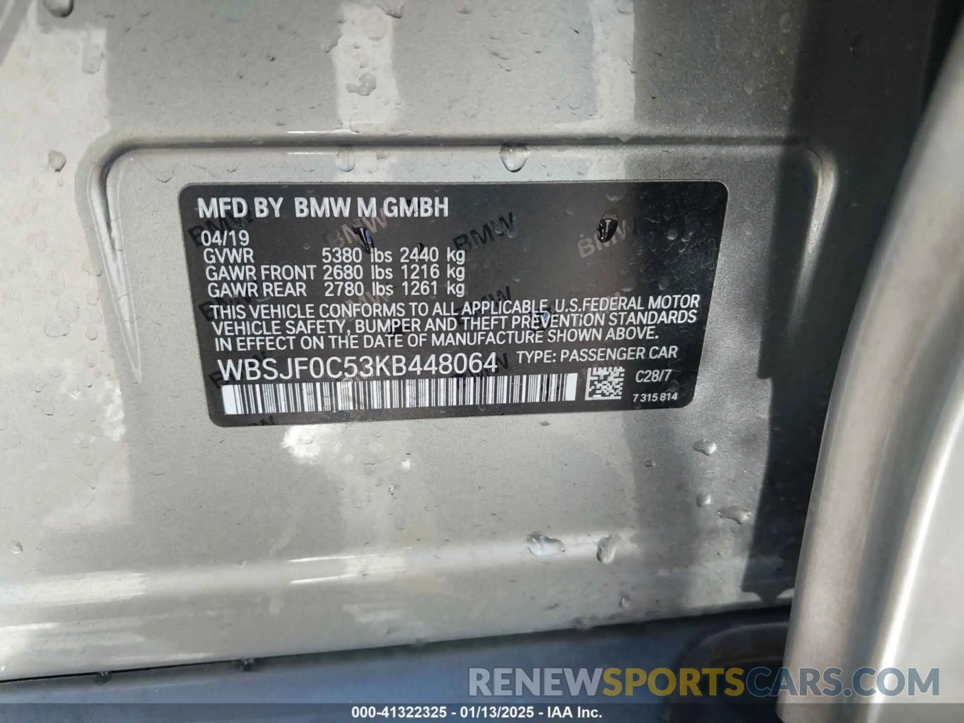9 Photograph of a damaged car WBSJF0C53KB448064 BMW M5 2019