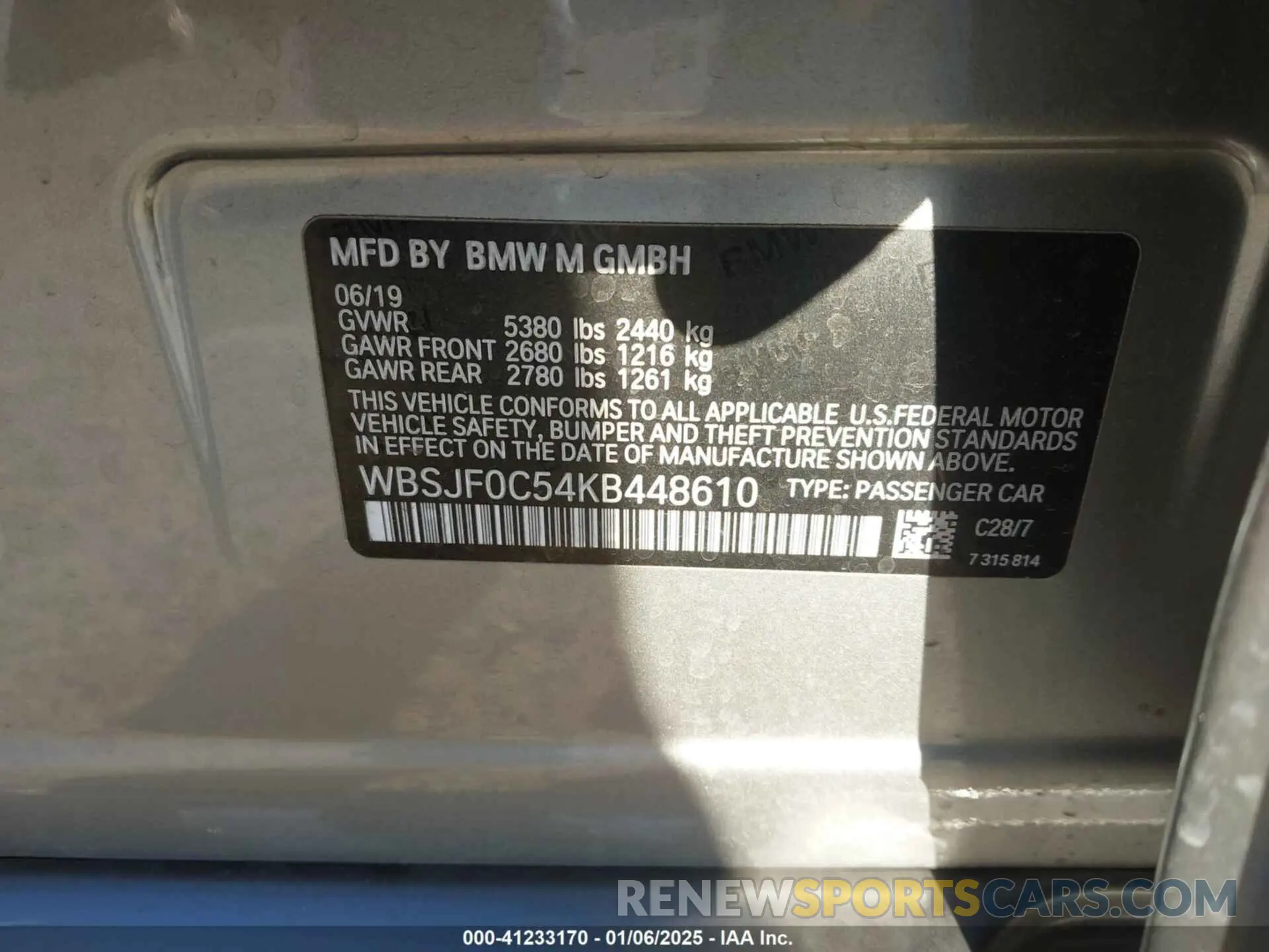9 Photograph of a damaged car WBSJF0C54KB448610 BMW M5 2019