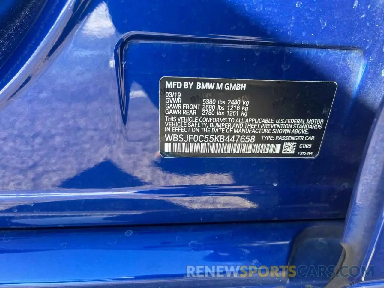 10 Photograph of a damaged car WBSJF0C55KB447658 BMW M5 2019
