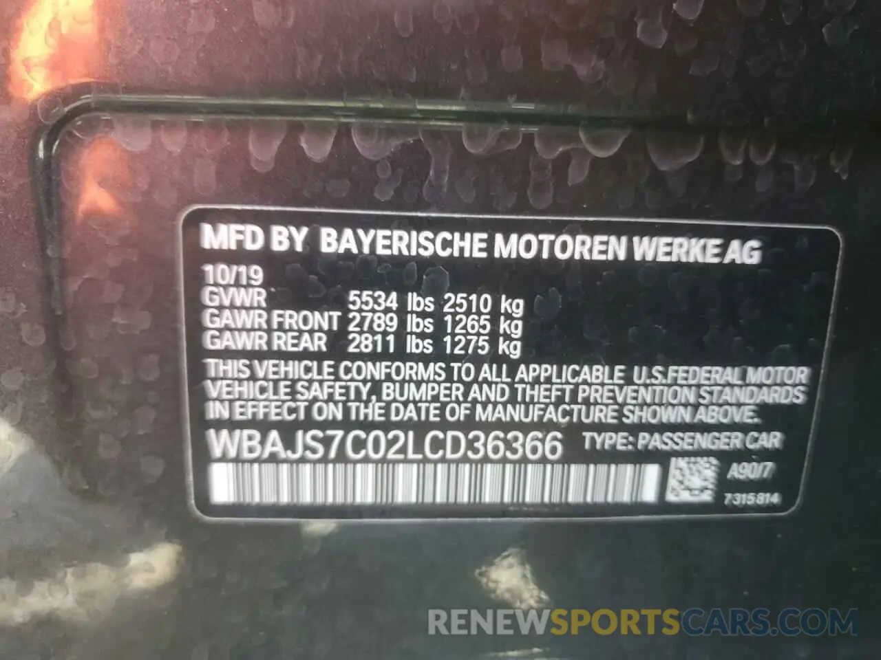 13 Photograph of a damaged car WBAJS7C02LCD36366 BMW M5 2020