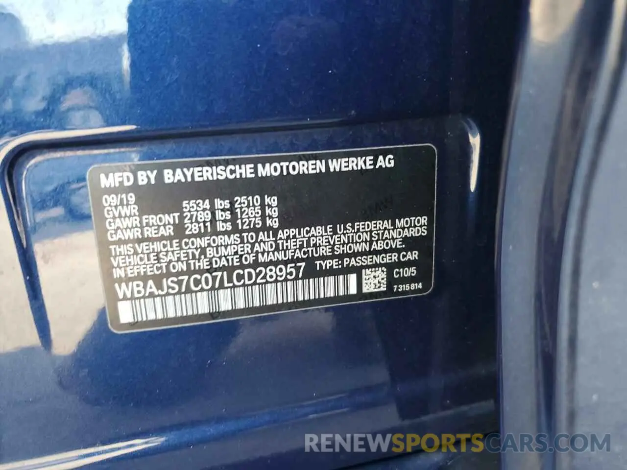 13 Photograph of a damaged car WBAJS7C07LCD28957 BMW M5 2020