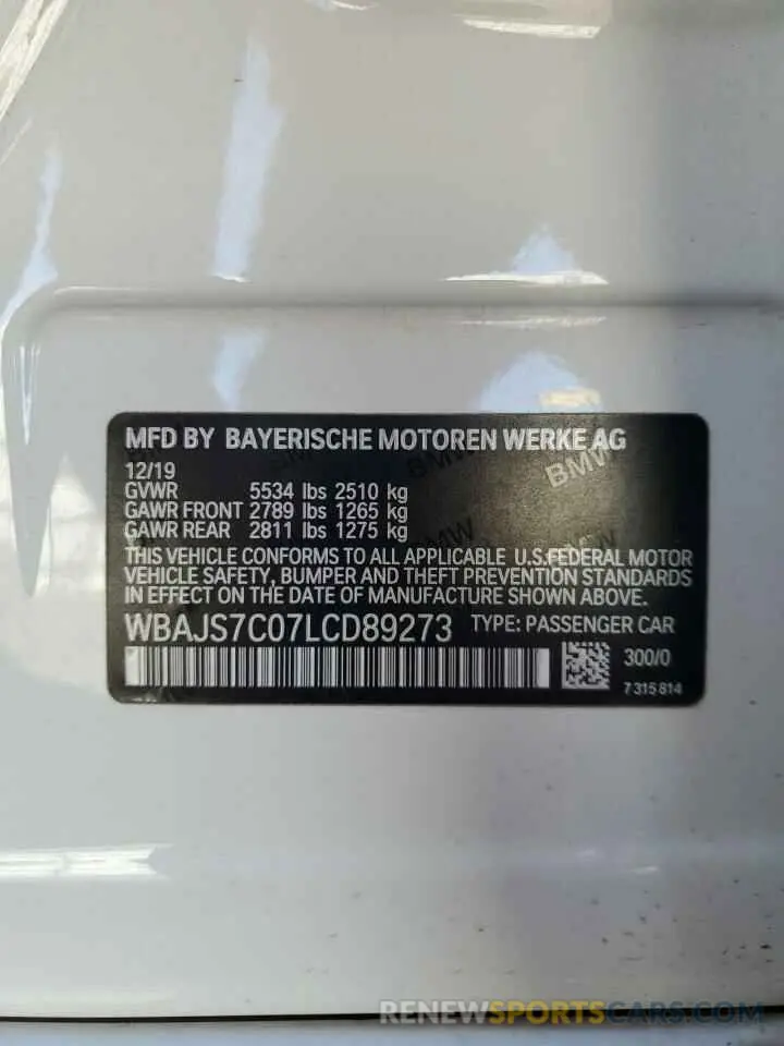 12 Photograph of a damaged car WBAJS7C07LCD89273 BMW M5 2020