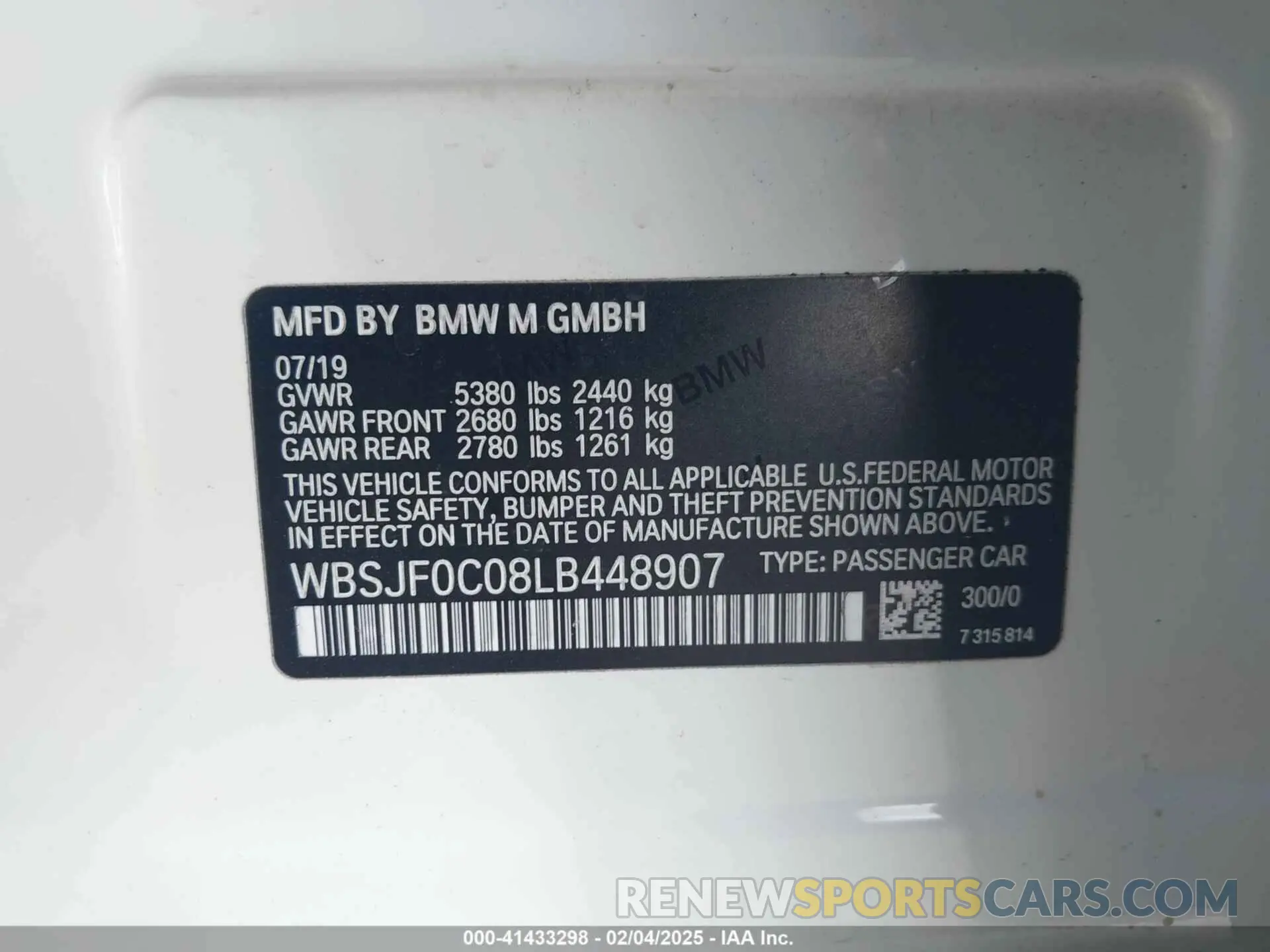 9 Photograph of a damaged car WBSJF0C08LB448907 BMW M5 2020