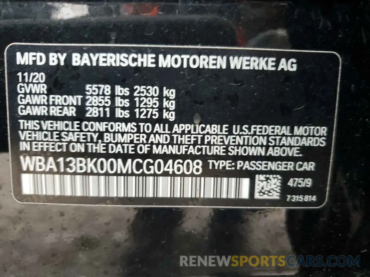 12 Photograph of a damaged car WBA13BK00MCG04608 BMW M5 2021
