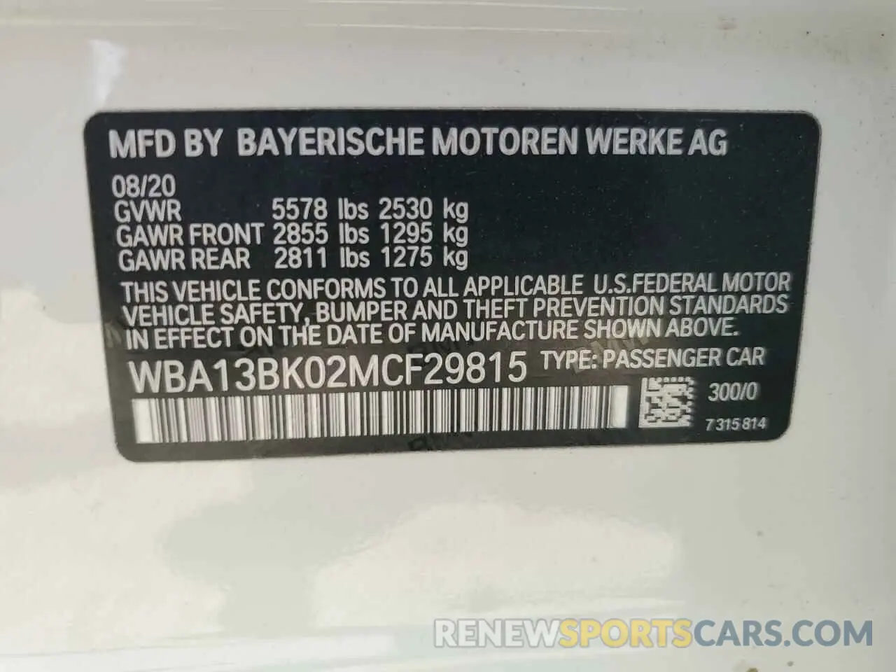 12 Photograph of a damaged car WBA13BK02MCF29815 BMW M5 2021