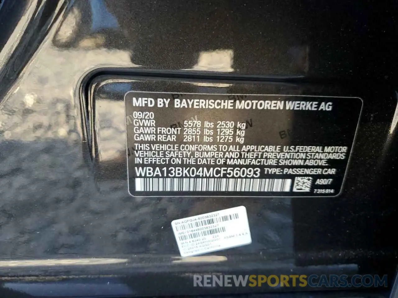13 Photograph of a damaged car WBA13BK04MCF56093 BMW M5 2021