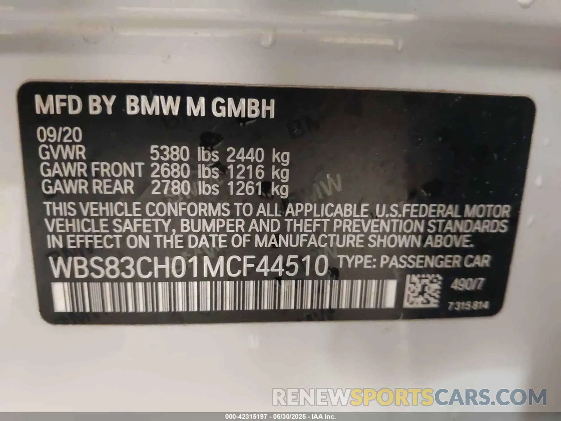 9 Photograph of a damaged car WBS83CH01MCF44510 BMW M5 2021