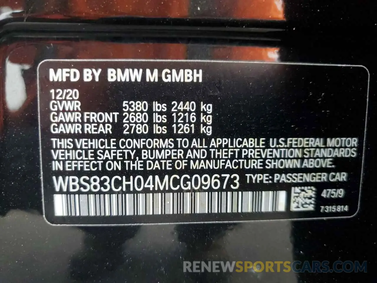 13 Photograph of a damaged car WBS83CH04MCG09673 BMW M5 2021