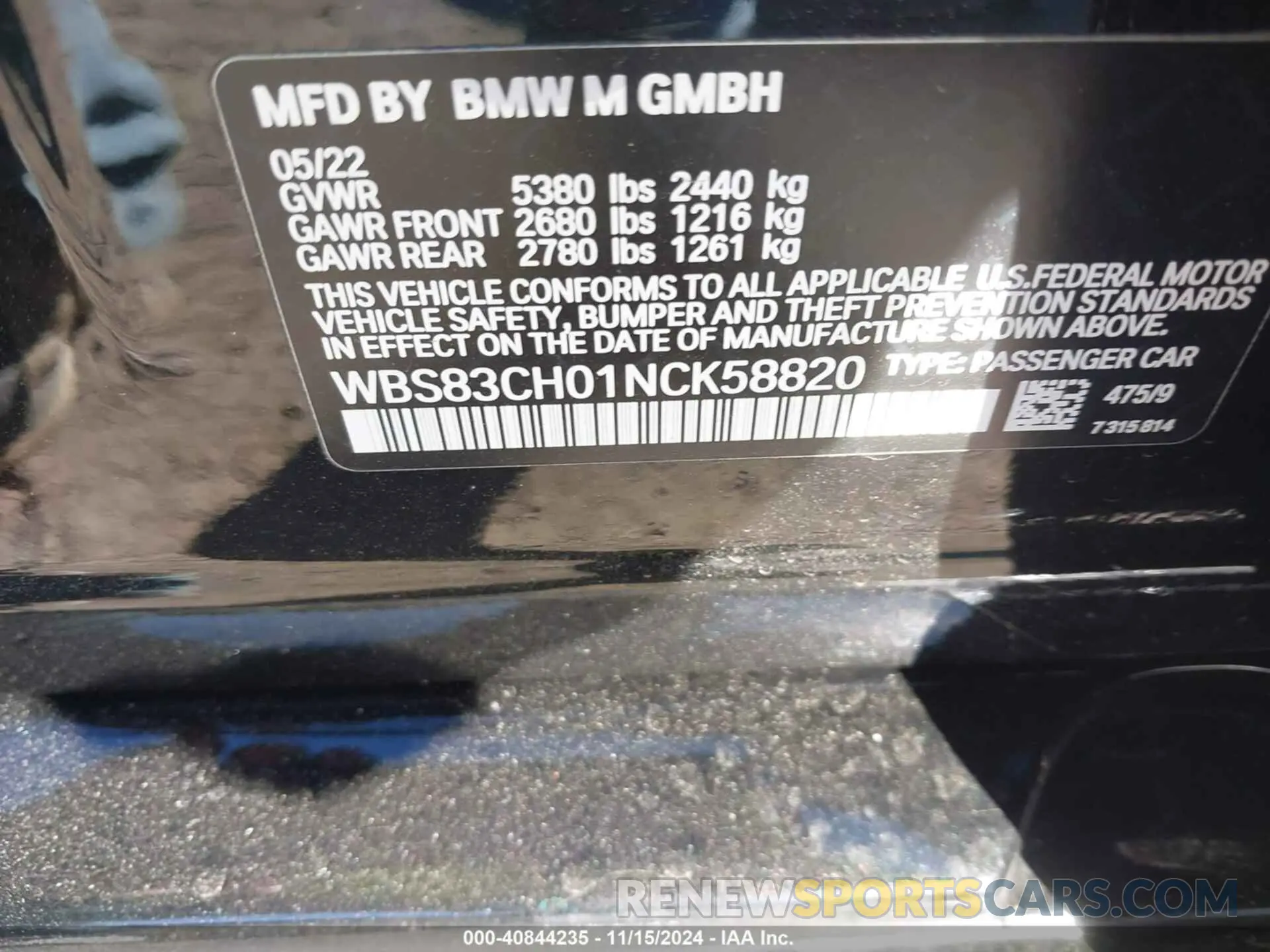 9 Photograph of a damaged car WBS83CH01NCK58820 BMW M5 2022