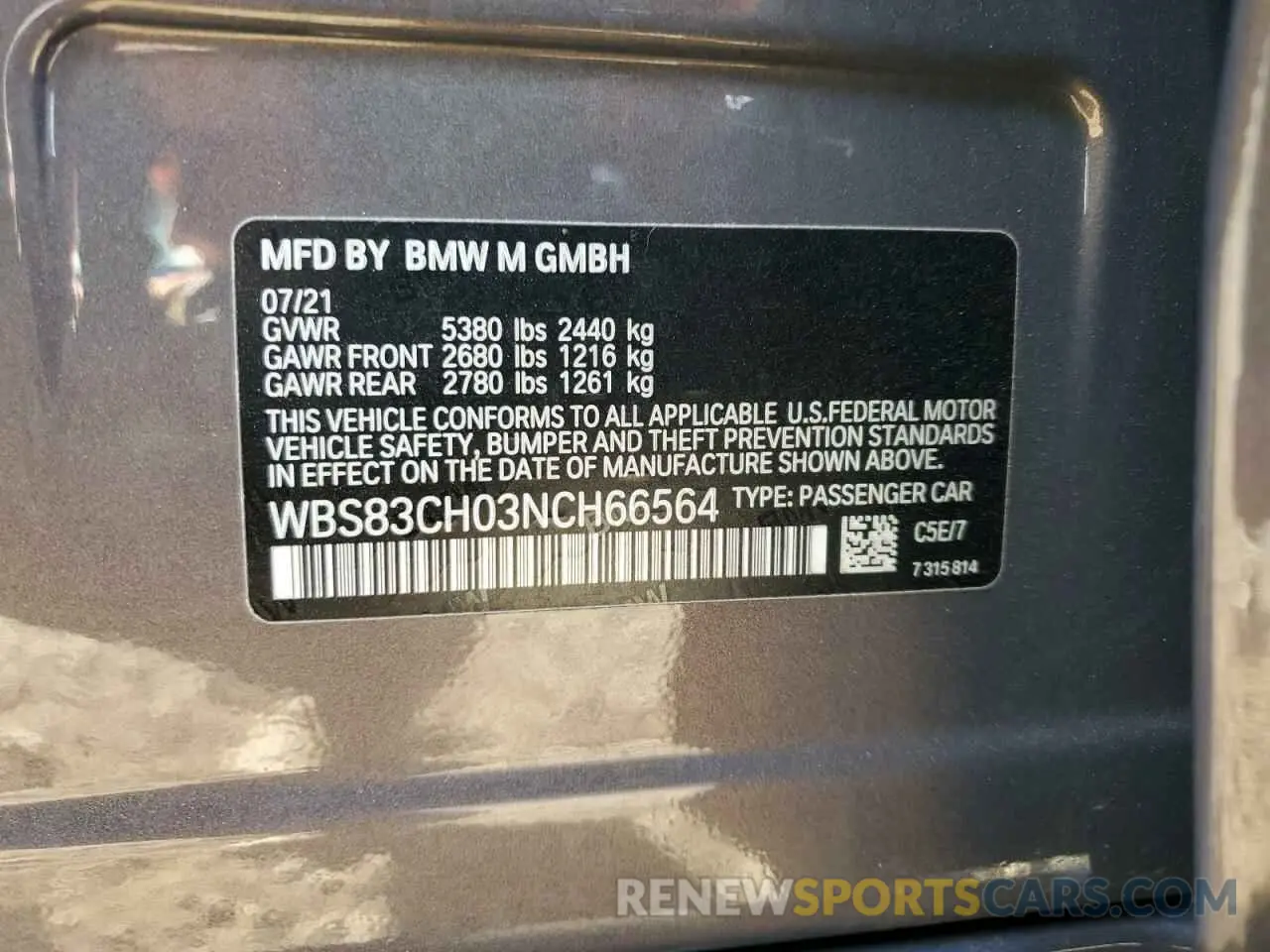 13 Photograph of a damaged car WBS83CH03NCH66564 BMW M5 2022