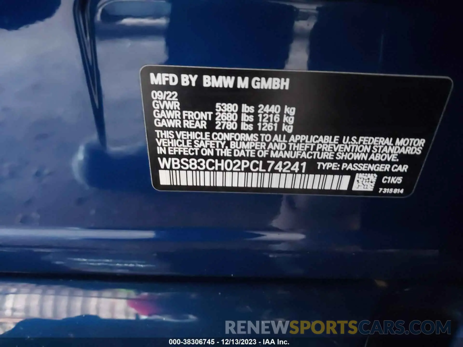9 Photograph of a damaged car WBS83CH02PCL74241 BMW M5 2023