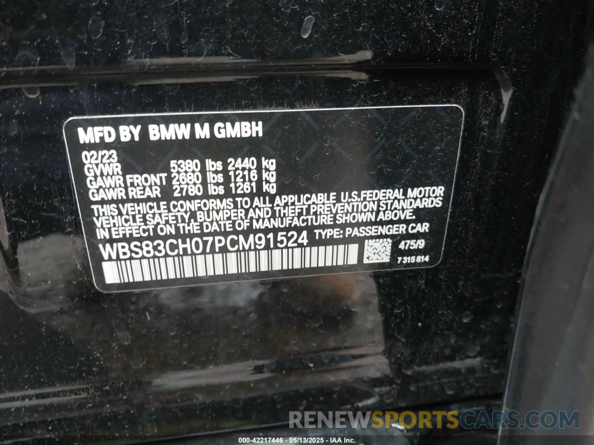 9 Photograph of a damaged car WBS83CH07PCM91524 BMW M5 2023