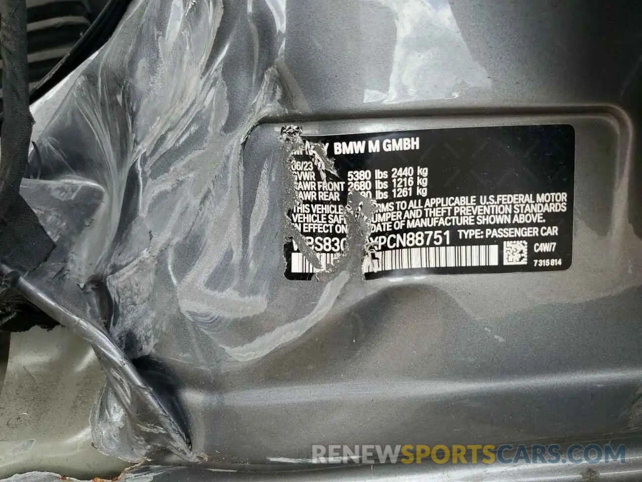 13 Photograph of a damaged car WBS83CH0XPCN88751 BMW M5 2023