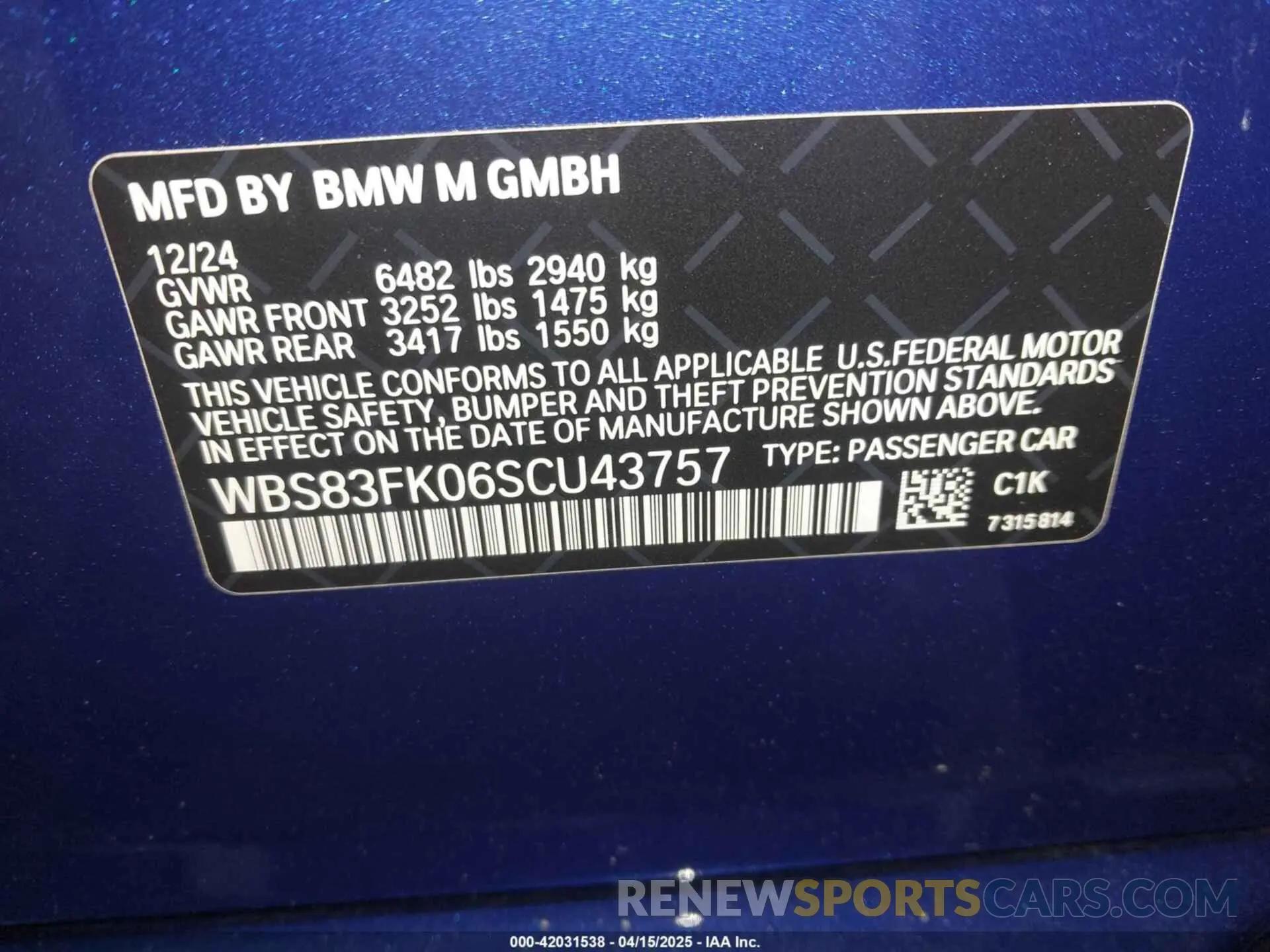 9 Photograph of a damaged car WBS83FK06SCU43757 BMW M5 2025