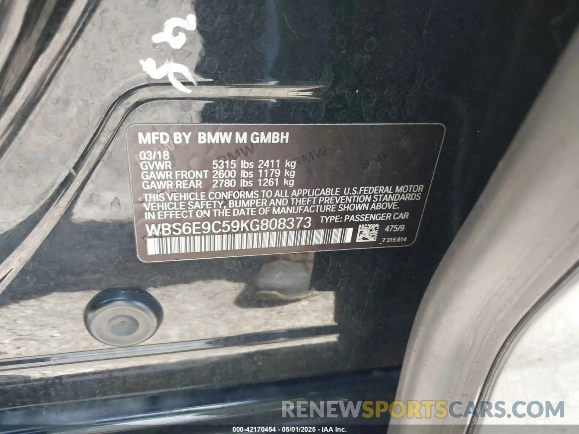 9 Photograph of a damaged car WBS6E9C59KG808373 BMW M6 GRAN COUPE 2019