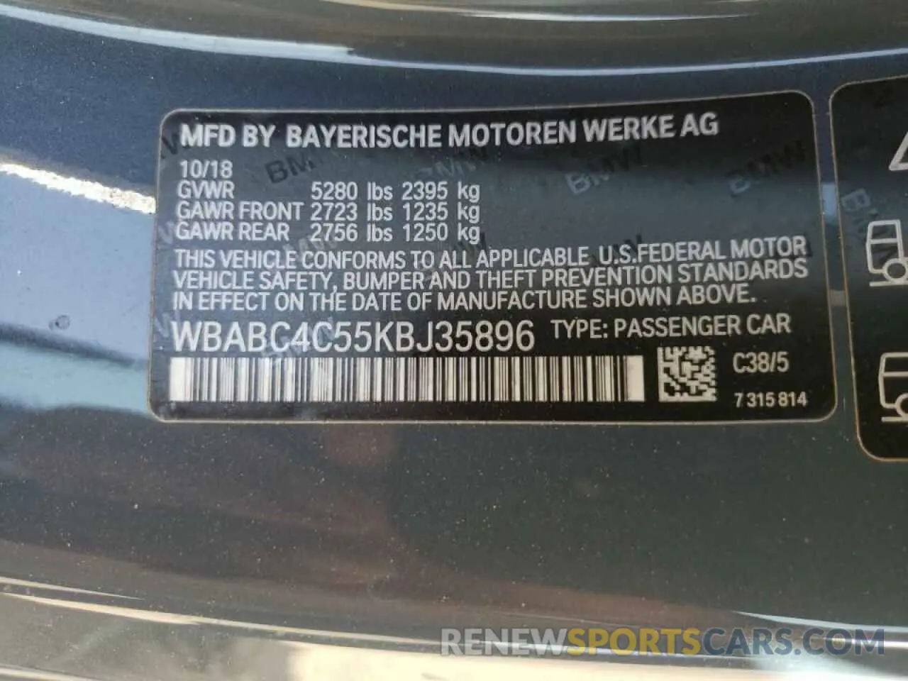 10 Photograph of a damaged car WBABC4C55KBJ35896 BMW M8 2019
