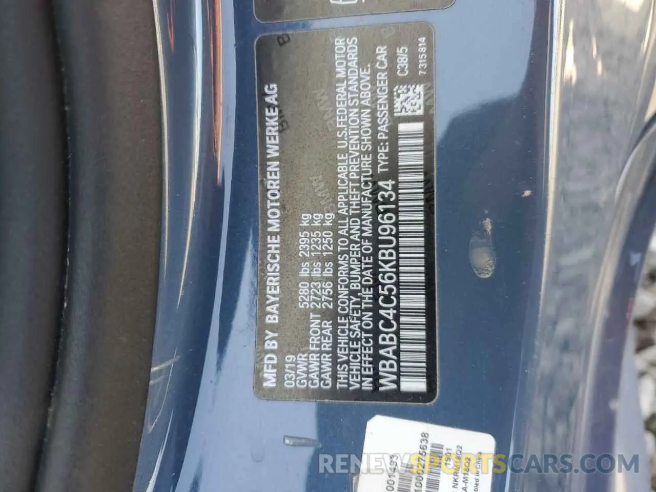 12 Photograph of a damaged car WBABC4C56KBU96134 BMW M8 2019