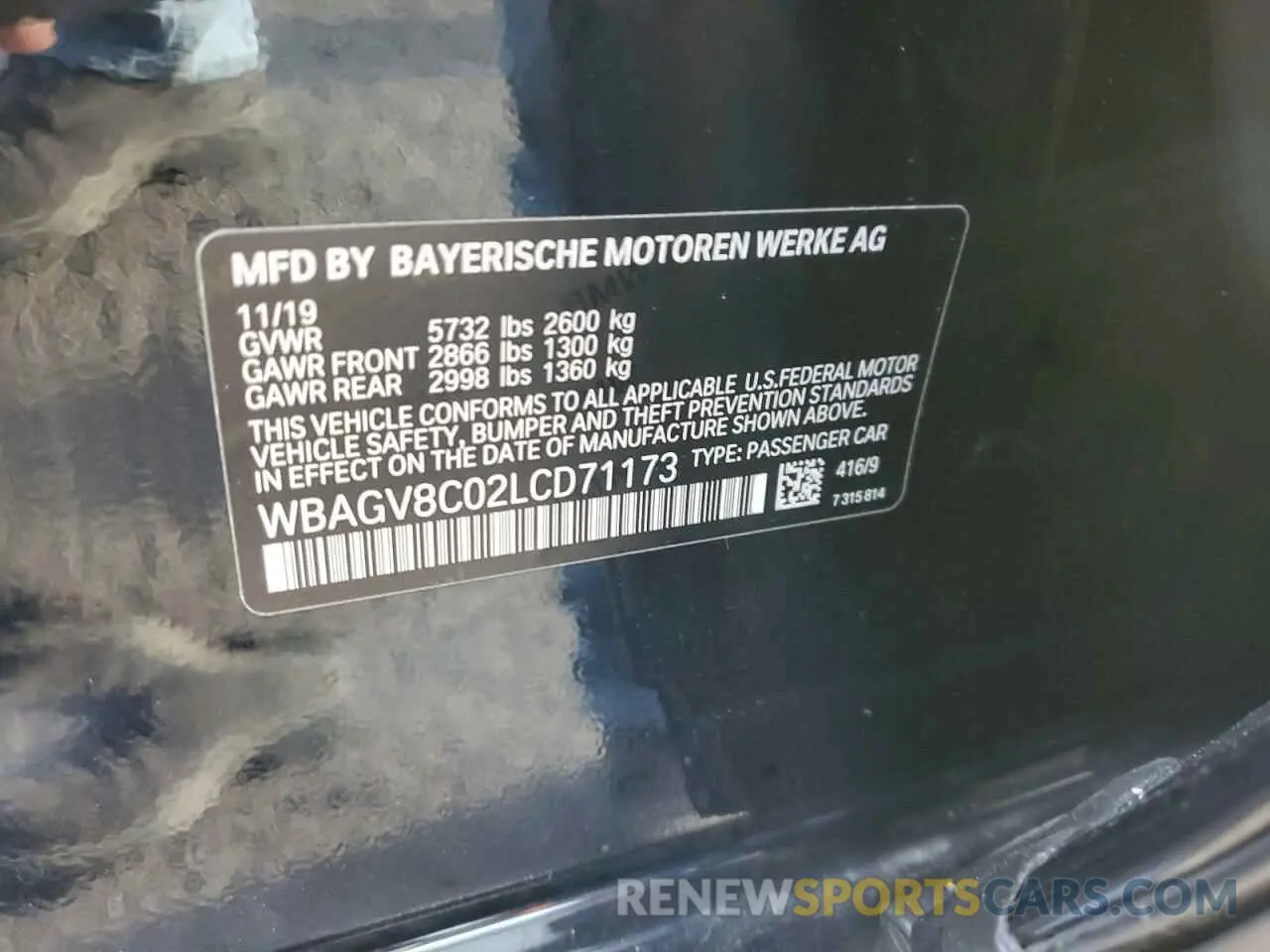 12 Photograph of a damaged car WBAGV8C02LCD71173 BMW M8 2020