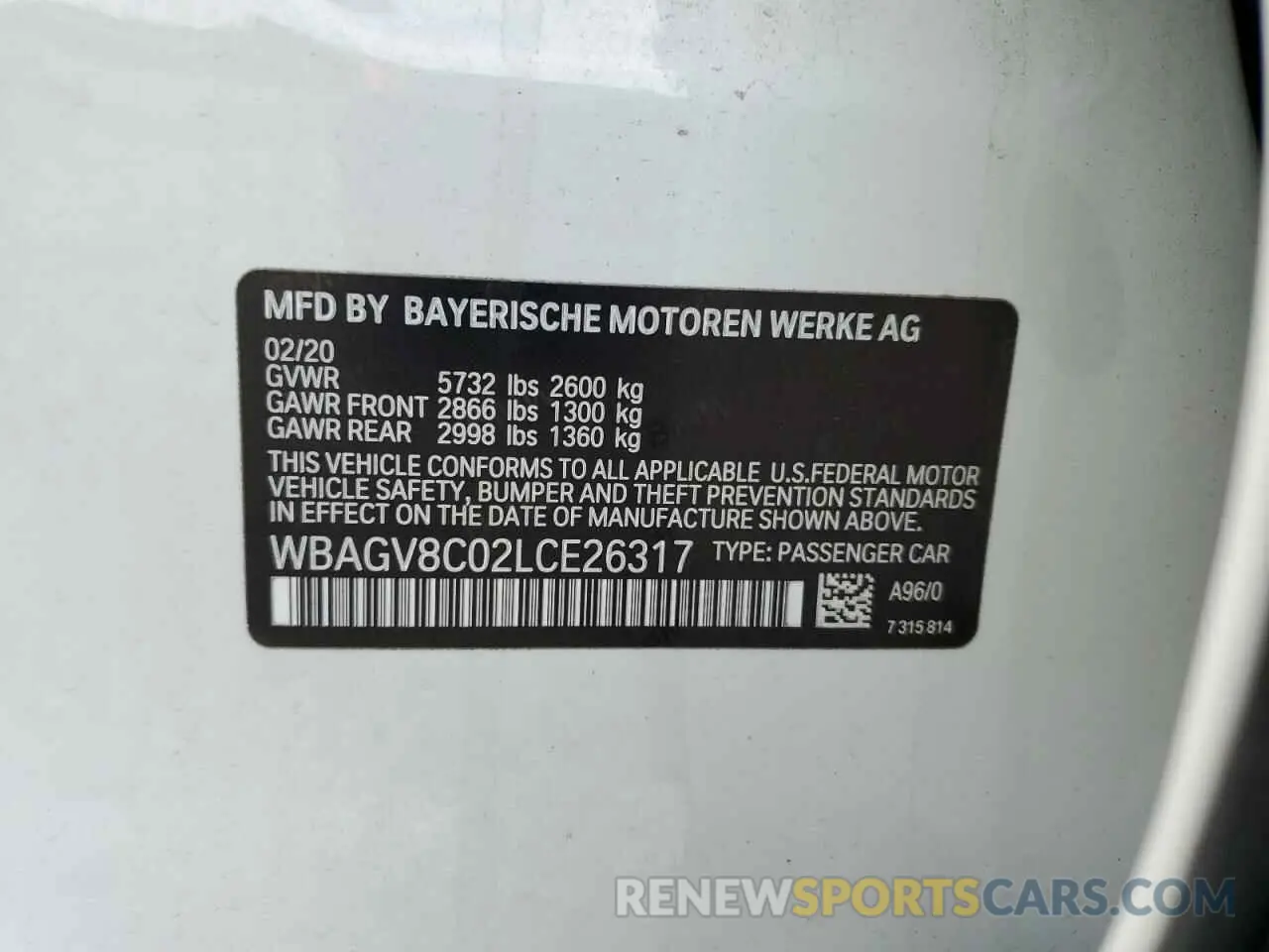 12 Photograph of a damaged car WBAGV8C02LCE26317 BMW M8 2020