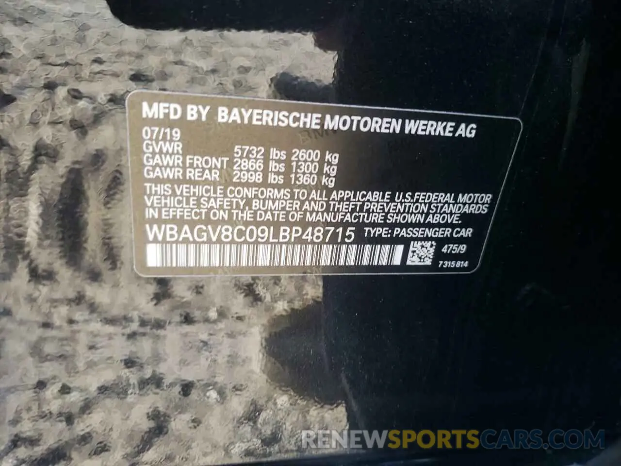 10 Photograph of a damaged car WBAGV8C09LBP48715 BMW M8 2020