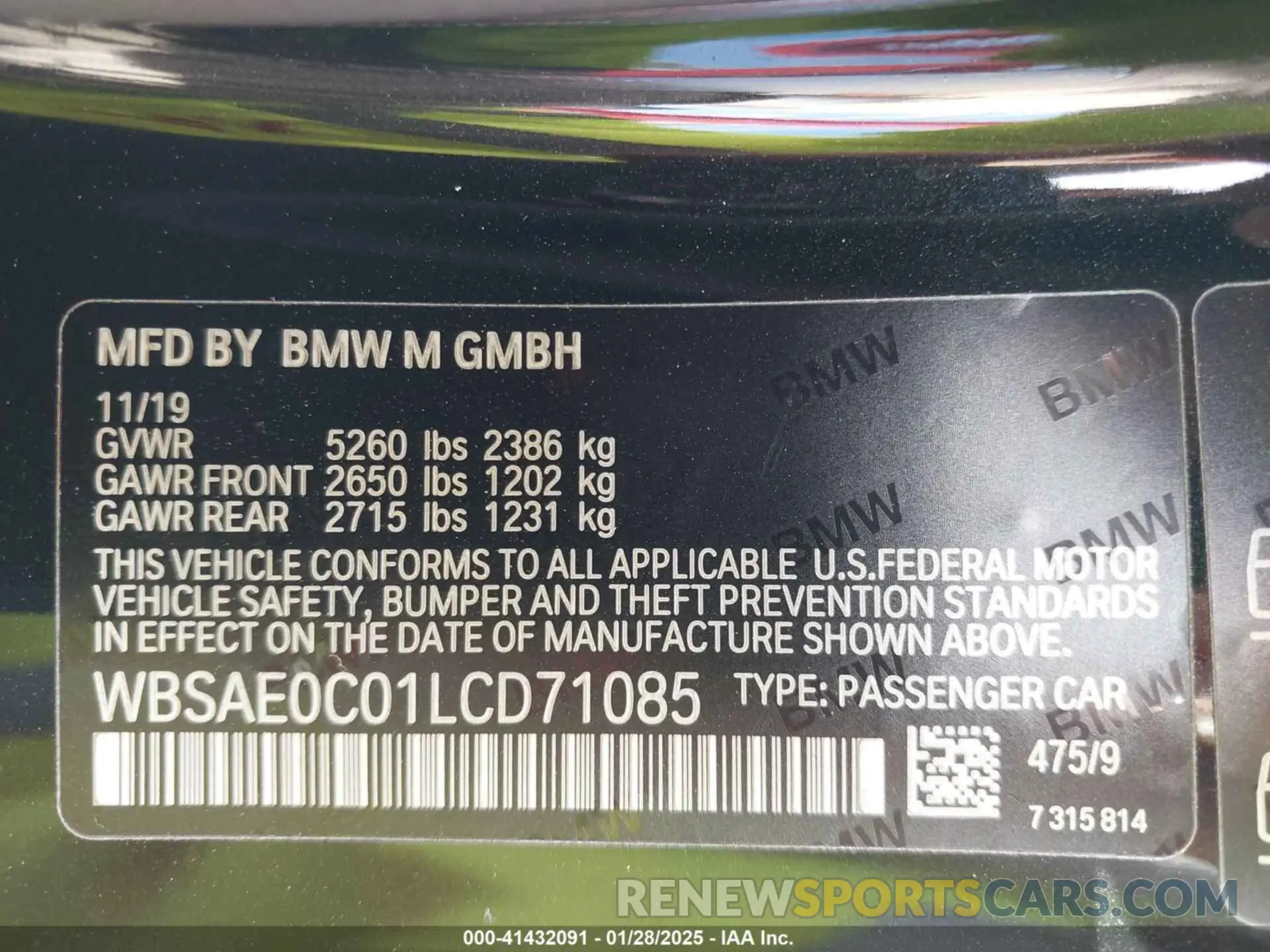 9 Photograph of a damaged car WBSAE0C01LCD71085 BMW M8 2020