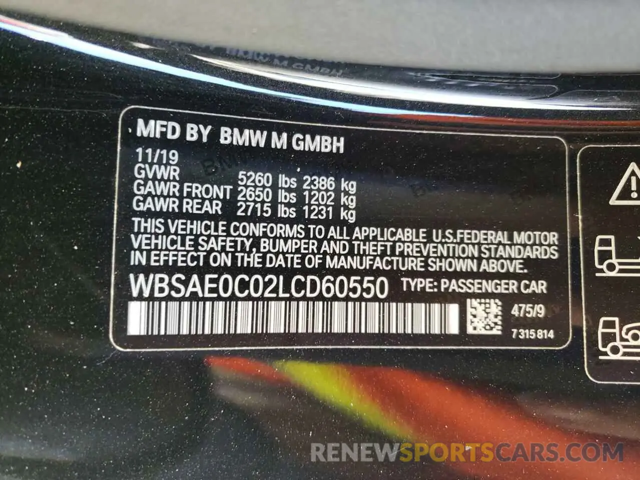 12 Photograph of a damaged car WBSAE0C02LCD60550 BMW M8 2020
