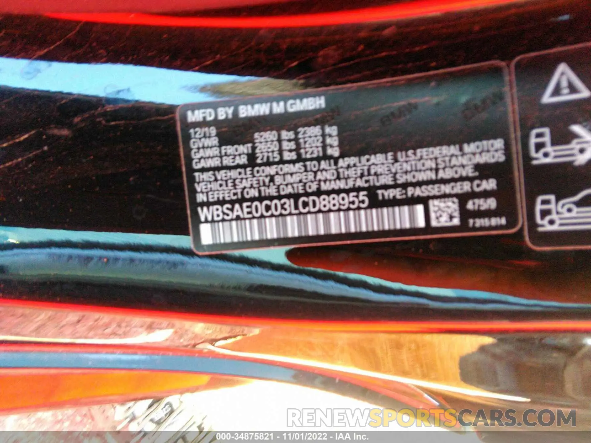 9 Photograph of a damaged car WBSAE0C03LCD88955 BMW M8 2020