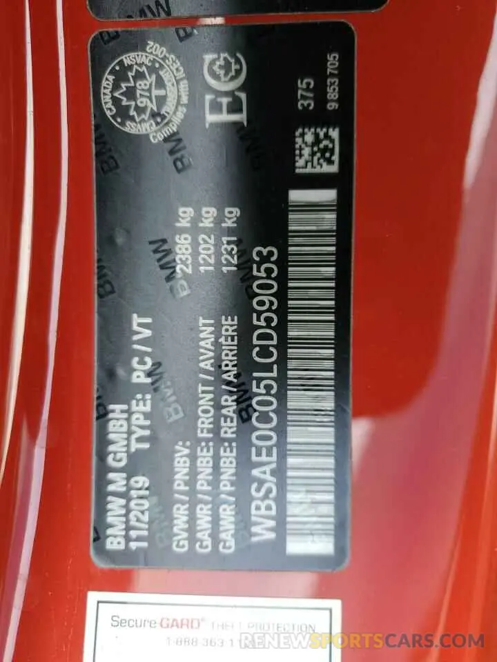 13 Photograph of a damaged car WBSAE0C05LCD59053 BMW M8 2020